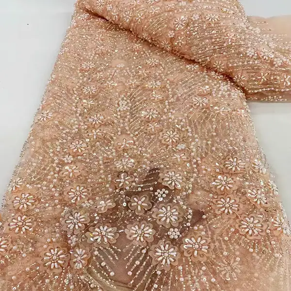 فاخرة ثقيلة التطريز تول حبات الدانتيل الشبك