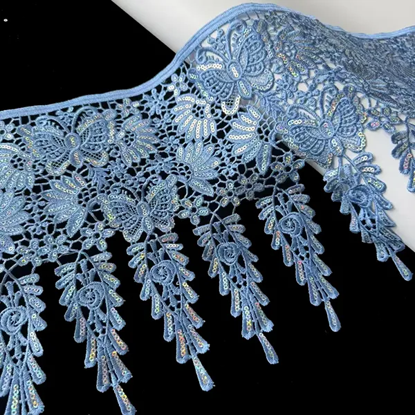 Wholesale Custom Sequin Beaded Lace Trimming Lace Embroidered With Sequins