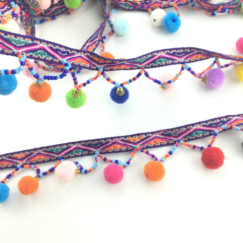 Multi Colors Ball Lace Decorative Tassel Design POM POM Trim