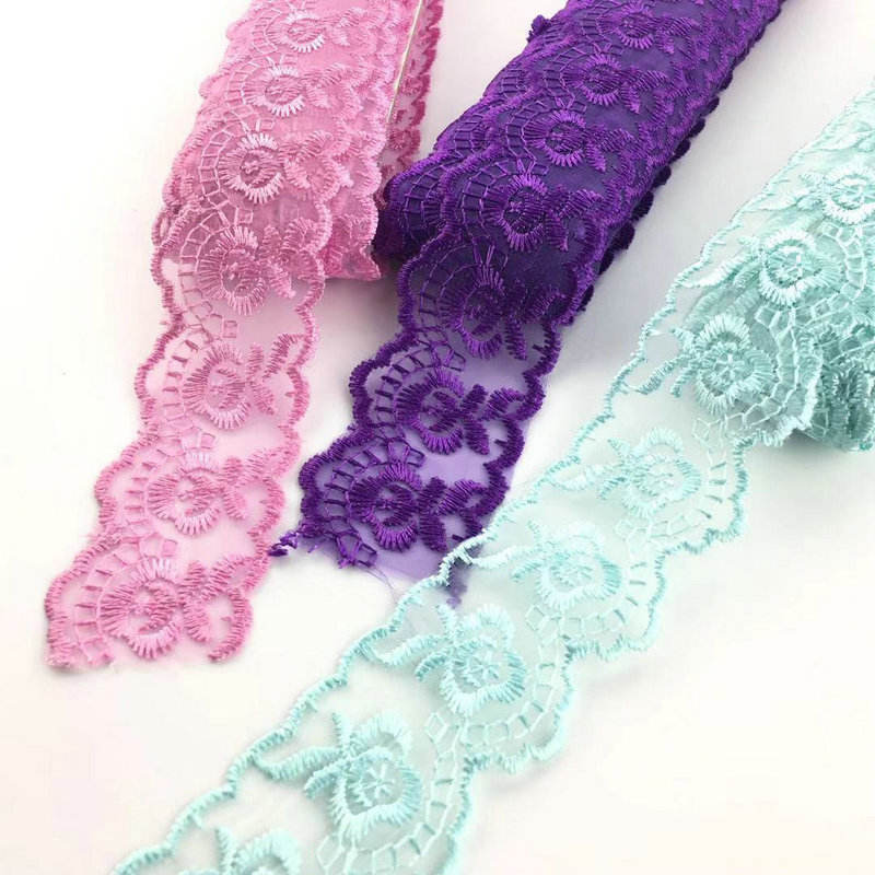 التصميم الكلاسيكي متعدد الألوان organza الدانتيل تقليم التطريز الأورجانزا الدانتيل بالجملة